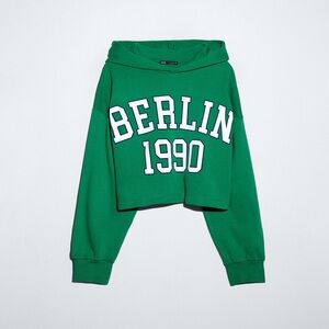 Zara Cropped Hoodie Sweatshirt